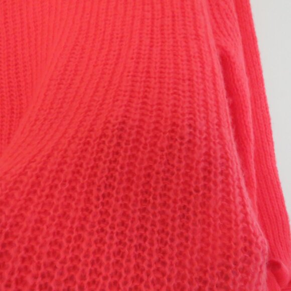 NAADAM Open Knit Bell Sleeve Tied Sweater in Coral Pink Bright - Size S - Picture 9 of 14